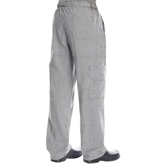 Chef Code Cargo Pants Elastic Waist Drawstring Zipper Cargo Pants XL Houndstooth - Picture 2 of 3